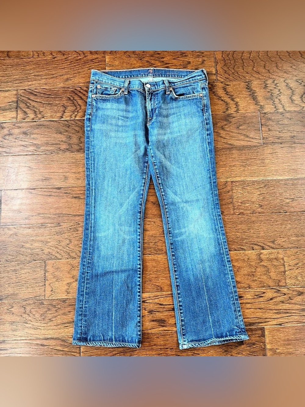 7 for All Mankind Women's Low Rise Bootcut Jeans Size 31 Medium Wash Blue